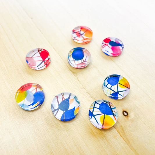 1.5cm Circle - Studs - Clear Acrylic - Watercolour - 52