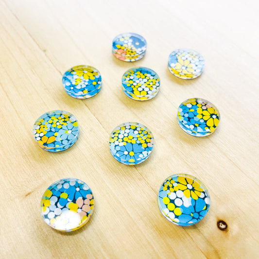 1.5cm Circle - Studs- Clear Acrylic - Summer Nights - 13