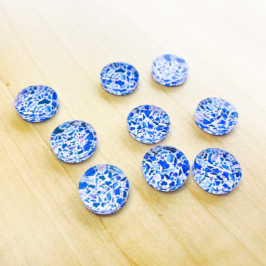 1.5cm Circle - Studs - Clear Acrylic - Terrazzo - 07