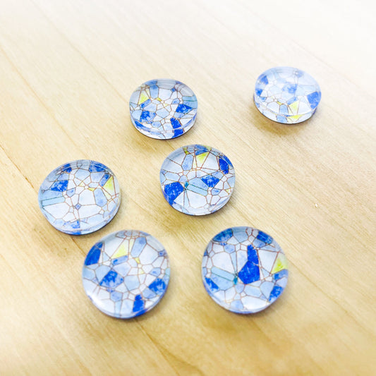 1.5cm Circle - Studs- Clear Acrylic - Stained Glass - 03