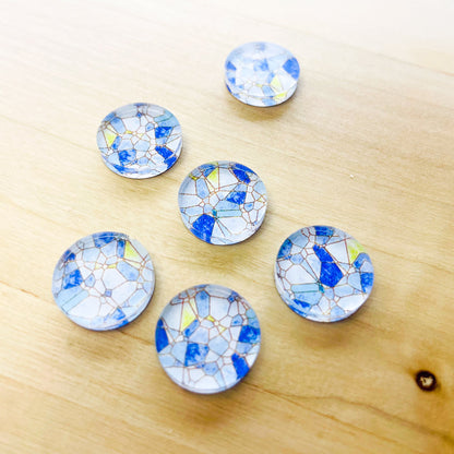 1.5cm Circle - Studs- Clear Acrylic - Stained Glass - 03