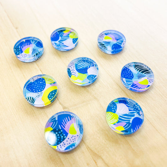 1.5cm Circle - Studs- Clear Acrylic - Summer Nights - 23