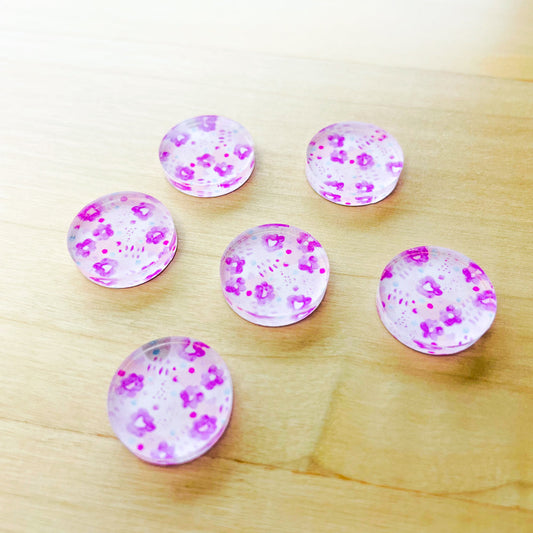 1.5cm Circle - Studs - Clear Acrylic - Watercolour - 110 (small scale)