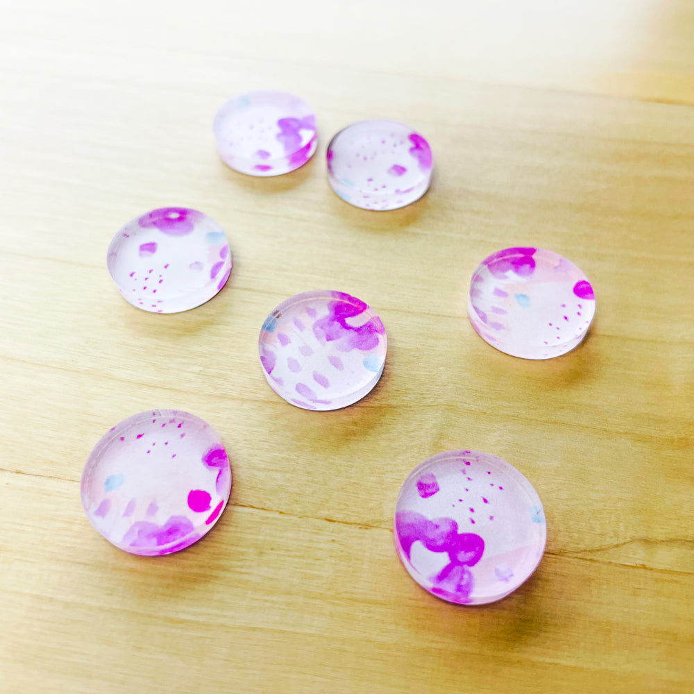 1.5cm Circle - Studs - Clear Acrylic - Watercolour - 110