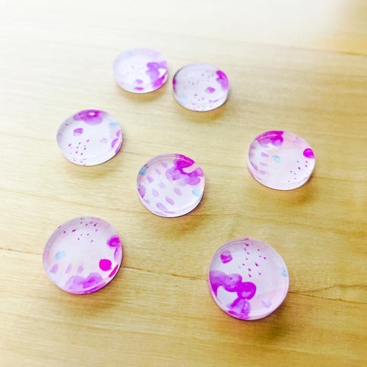 1.5cm Circle - Studs - Clear Acrylic - Watercolour - 110
