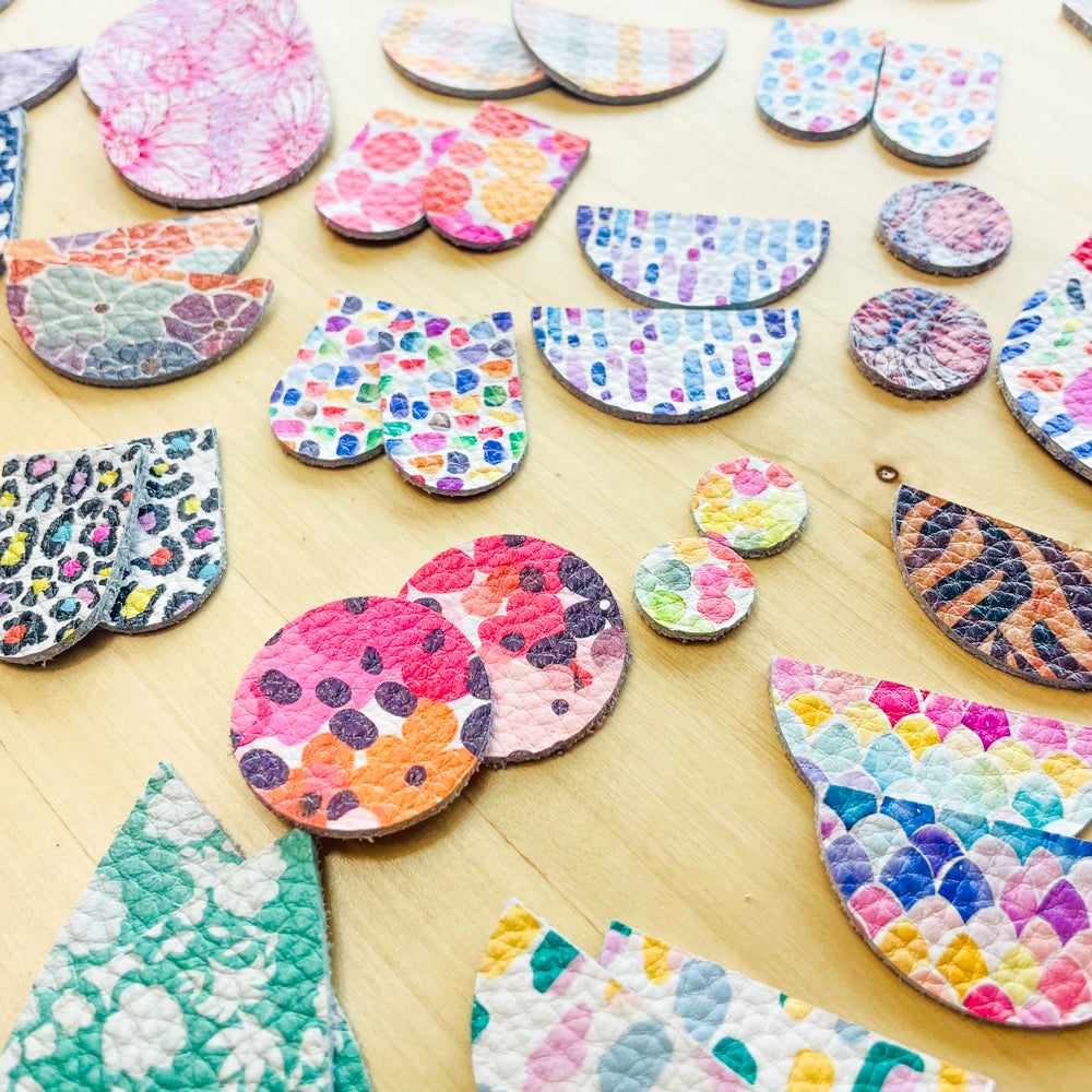 Mixed Bag Printed Leather Shapes (24 pairs)