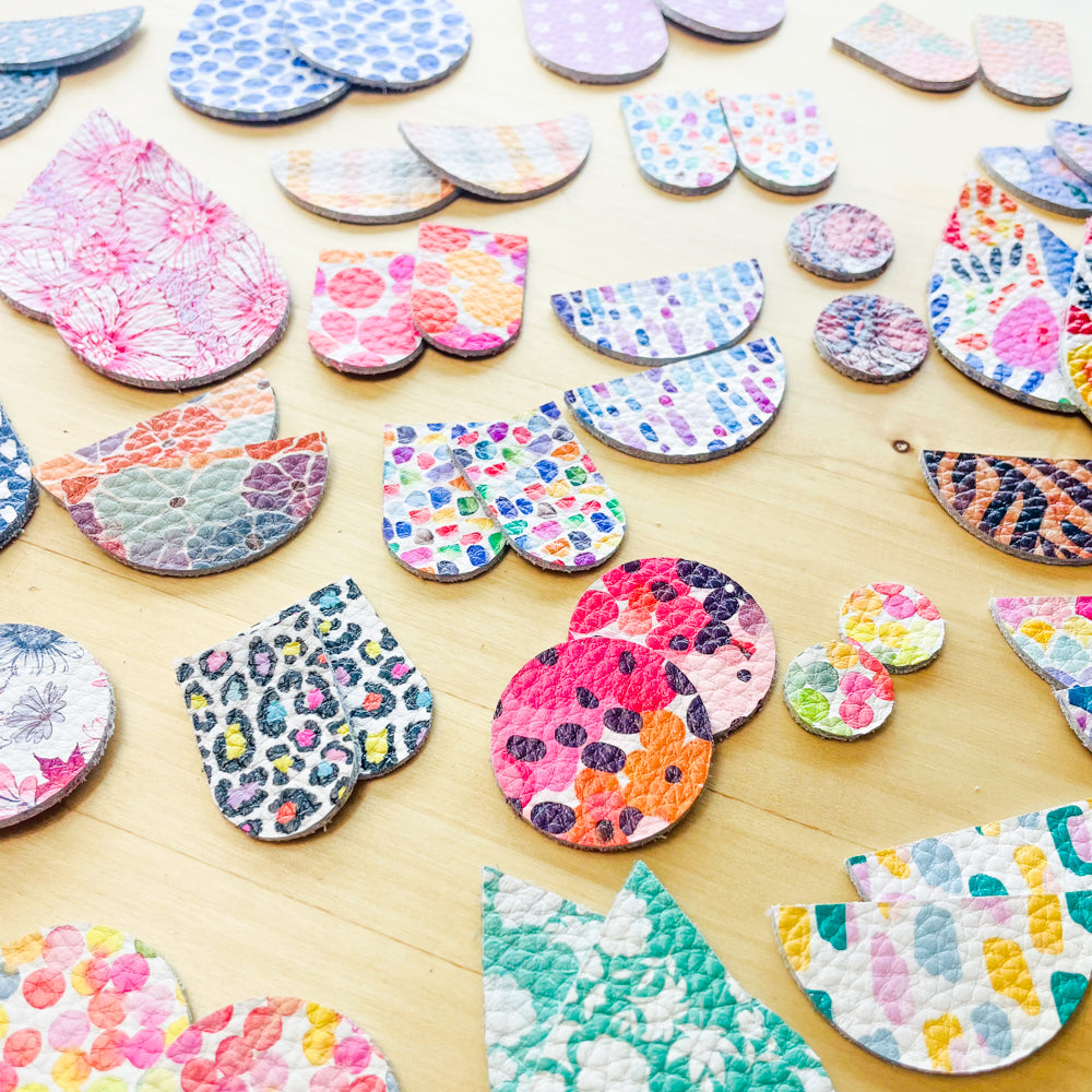 Mixed Bag Printed Leather Shapes (24 pairs)
