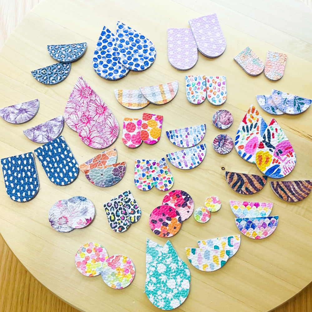Mixed Bag Printed Leather Shapes (24 pairs)