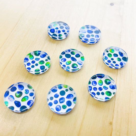 1.5cm Circle - Studs - Clear Acrylic - Watercolour - 49