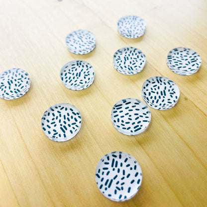 1.5cm Circle - Studs- Clear Acrylic - Black and White - 30