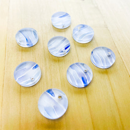 1.5cm Circle - 1 Hole- Clear Acrylic - Shibori - 12