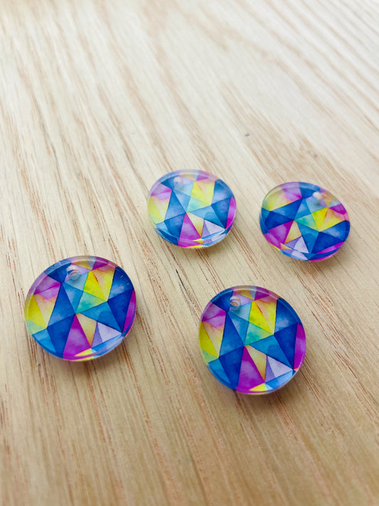 Clear Acrylic - 2cm Circle - Watercolour - 21
