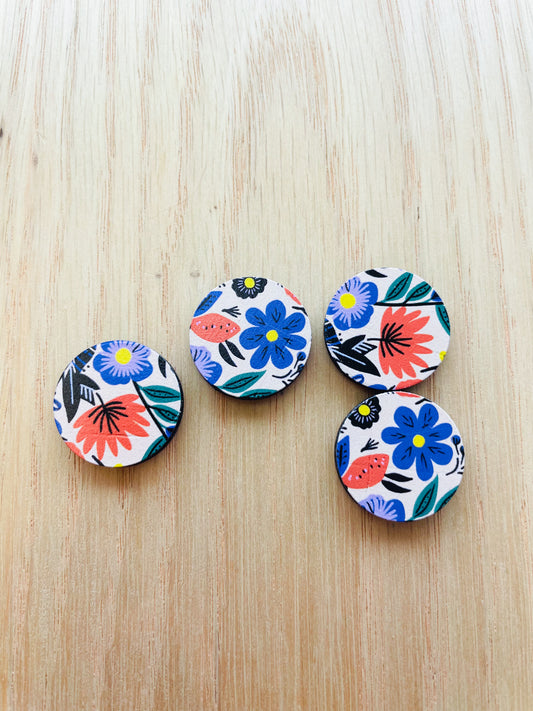 Wood - Circle - Bold Floral - 03