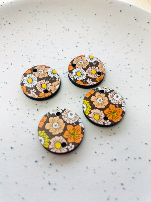 Wood - 20mm Circle - Groovy - 03