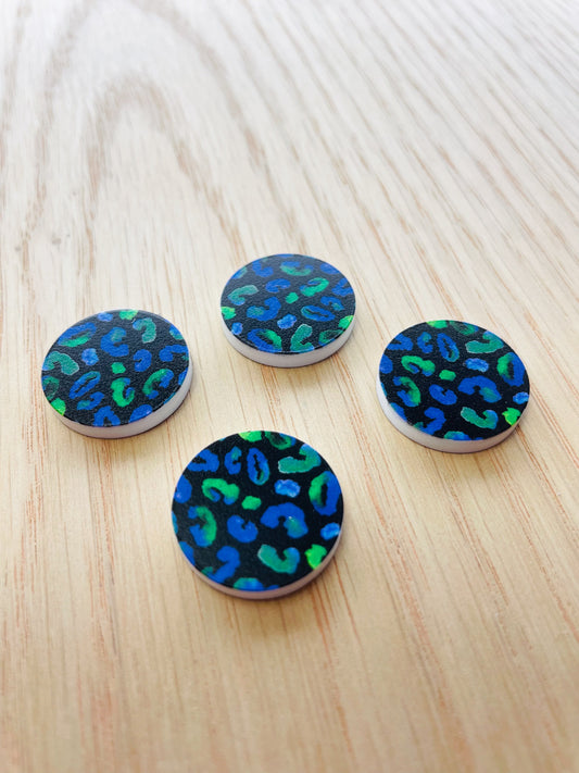 White Acrylic - 20mm Circle - Leopard - 16