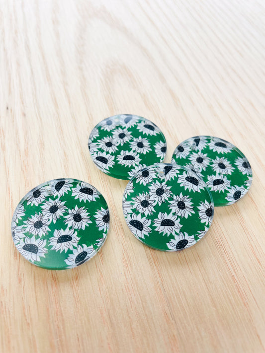Clear Acrylic - 20mm Circle - Sunflower - 09