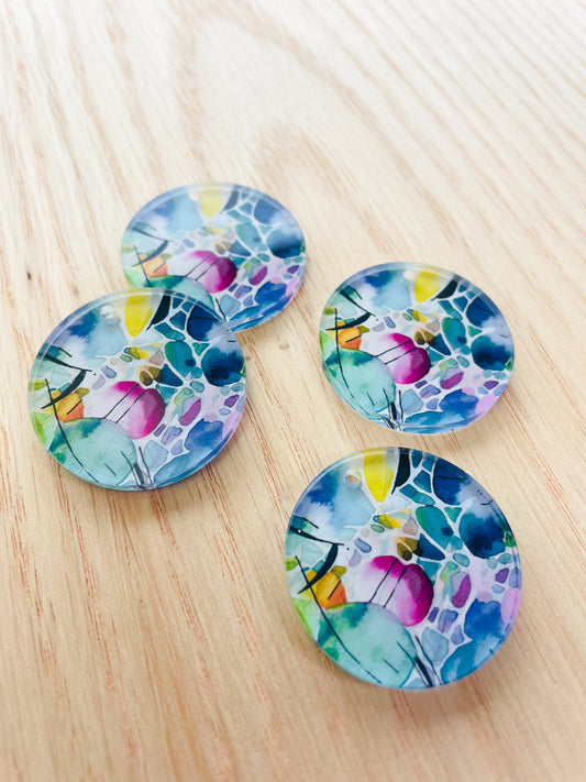 Clear Acrylic - 20mm Circle - Watercolour - 49