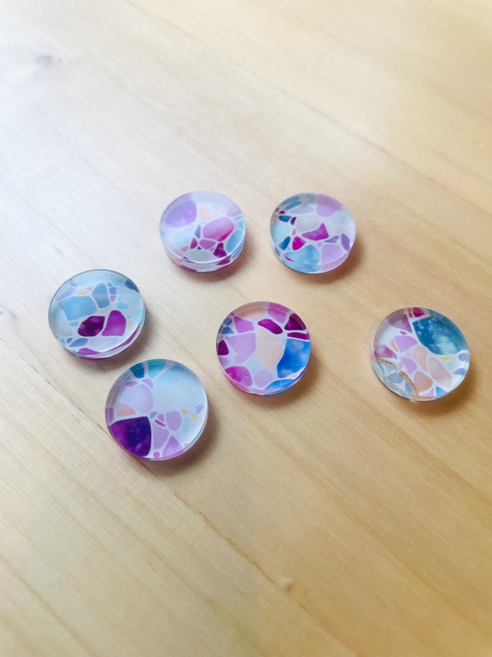 Clear Acrylic - 1.5cm Circle - Studs - Terrazzo - 25