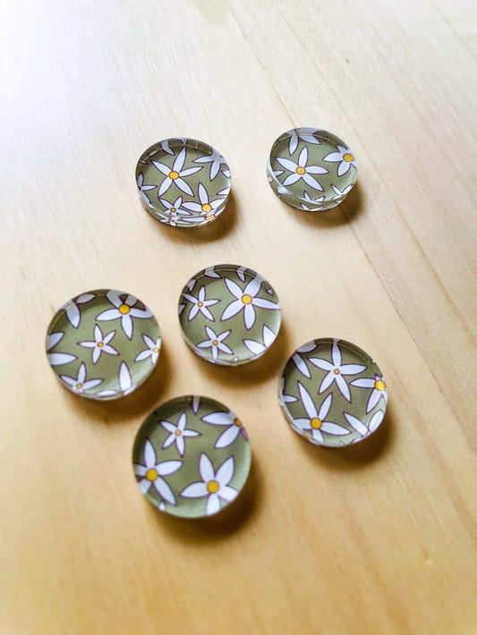 1.5cm Circle - Studs- Clear Acrylic - Australiana - 32