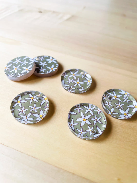 2cm Circle - Clear Acrylic - 1 Hole - Australiana - 32