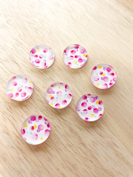 1.5cm Circle - Studs- Clear Acrylic - Watercolour - 107