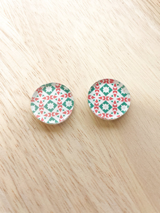 2cm Circle - Clear Acrylic - Studs - Christmas - 104