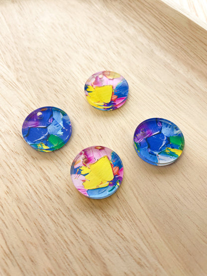2cm Circle - Clear Acrylic - 1 Hole - Paint - 15
