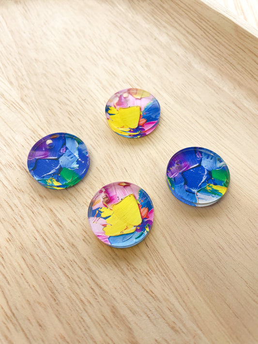 2cm Circle - Clear Acrylic - 1 Hole - Paint - 15