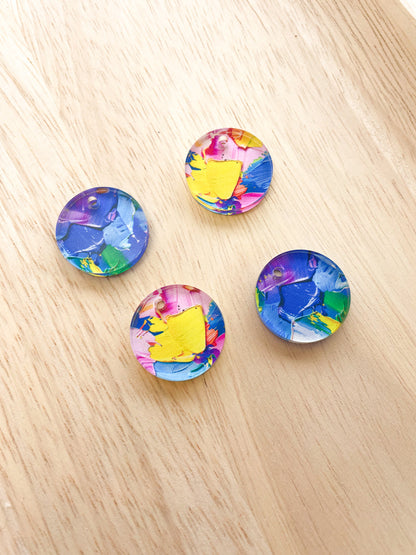 2cm Circle - Clear Acrylic - 1 Hole - Paint - 15