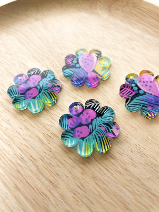 Flower - 3x3cm - 1 Hole - Clear Acrylic - Summer Nights - 25