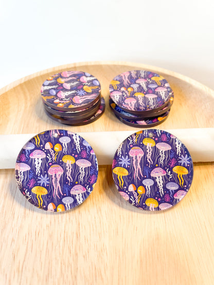 4cm Circle -  Clear Acrylic - 1 Hole - Tropical - 104