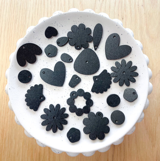 JAPANESE BLACK STAIN WOOD SHAPES