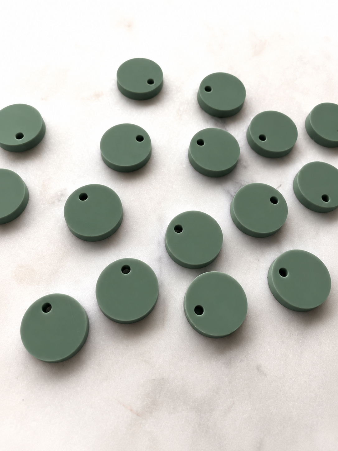 12.5mm or 15mm Slate Green Circle Toppers/Studs- Various Pack Sizes