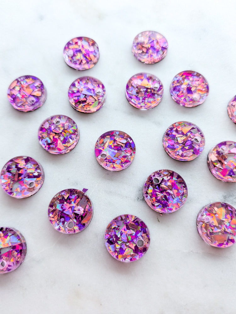 12.5mm or 15mm Pink Silver Crystal Circle Toppers/Studs- Various Pack Sizes