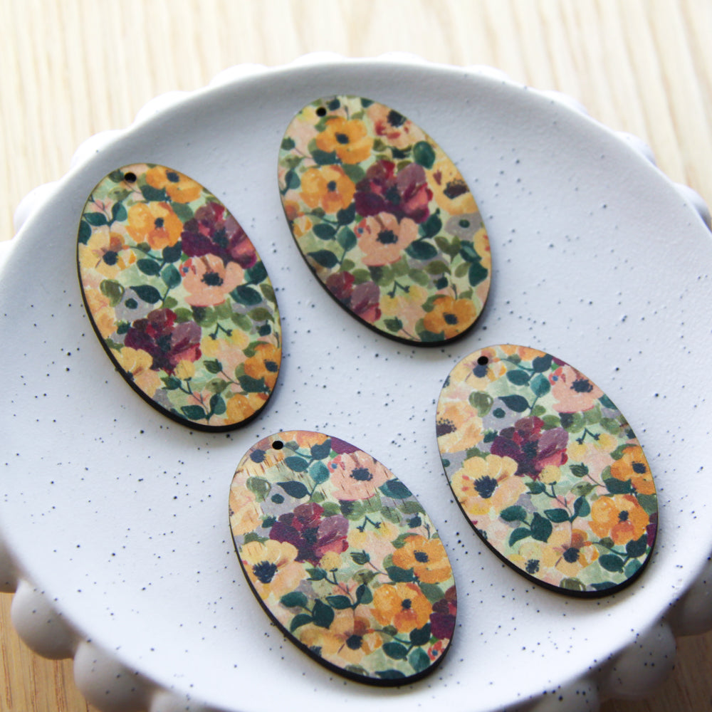 Oval Shape - Natural Look Print in Floral Garden - 51