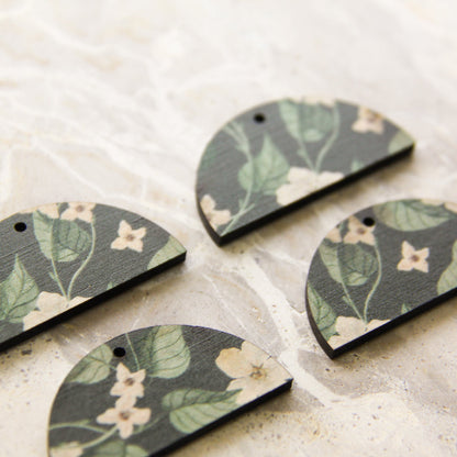 4cm Semi Circle - 1 Hole - Natural Look Print in Australiana - 83