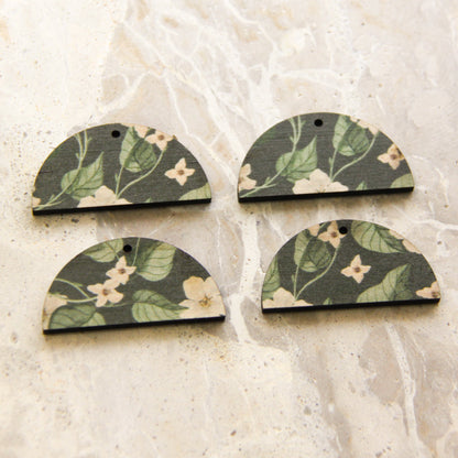 4cm Semi Circle - 1 Hole - Natural Look Print in Australiana - 83