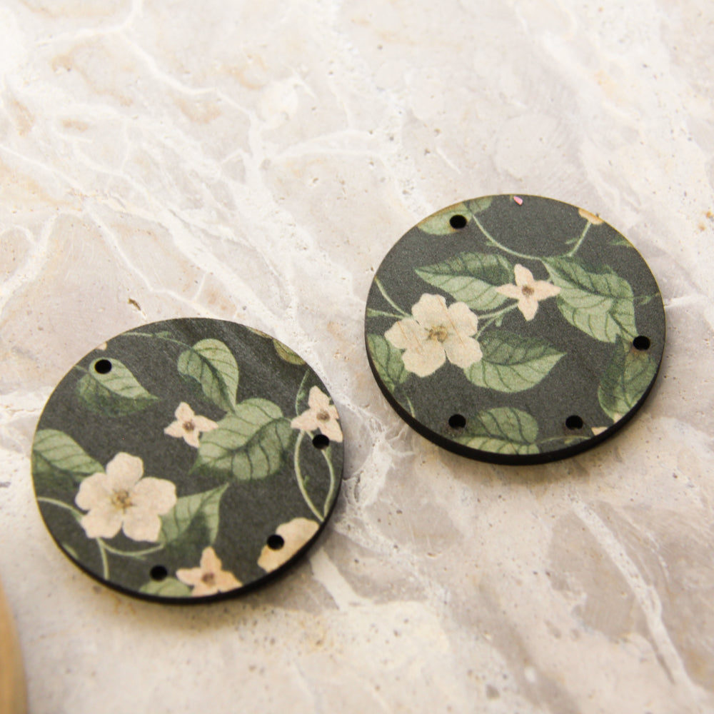 4cm Circle - 4 Hole - Natural Look Print in Australiana - 83