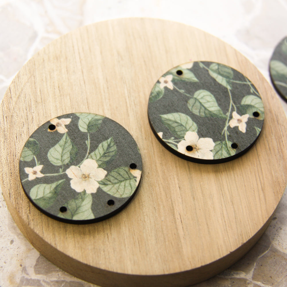 4cm Circle - 4 Hole - Natural Look Print in Australiana - 83