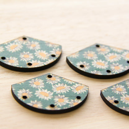 Fan Shape - 4 Hole - Natural Look Print in Sunflower - 06
