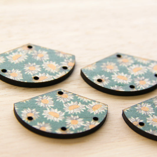 Fan Shape - 4 Hole - Natural Look Print in Sunflower - 06