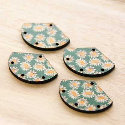 Fan Shape - 4 Hole - Natural Look Print in Sunflower - 06