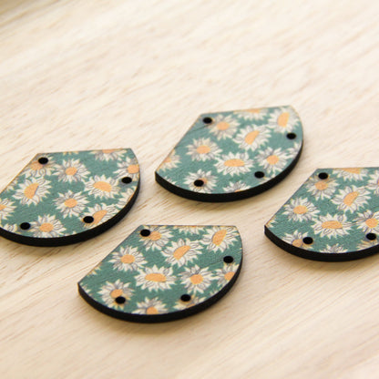 Fan Shape - 4 Hole - Natural Look Print in Sunflower - 06
