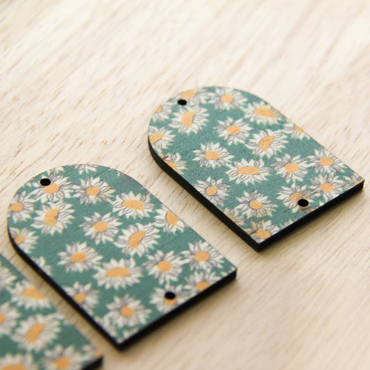 Arch Shape - 2 Holes -  Natural Look Print in Sunflower - 06