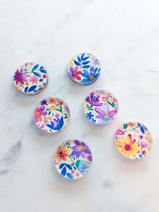 Clear Acrylic - 2cm Circle - Studs - Whimsical - 34