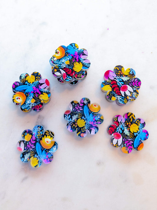 Clear Acrylic - 3cm Flower - Bold Floral - 79