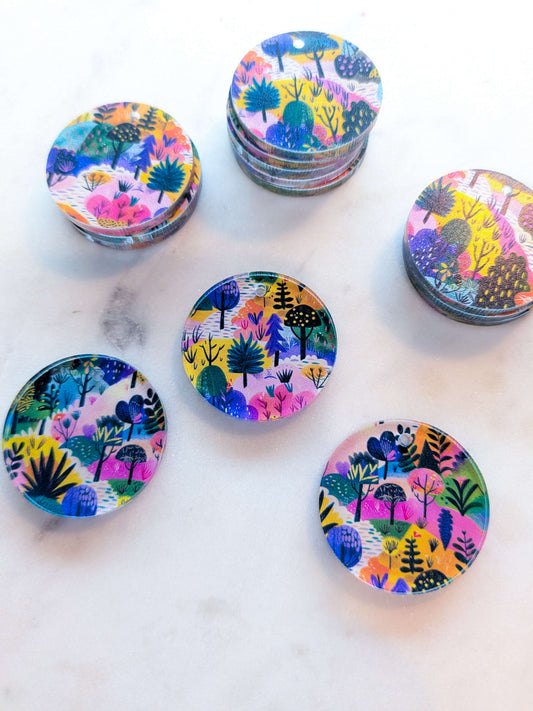 Clear Acrylic - 3cm Circle - Whimsical - 23