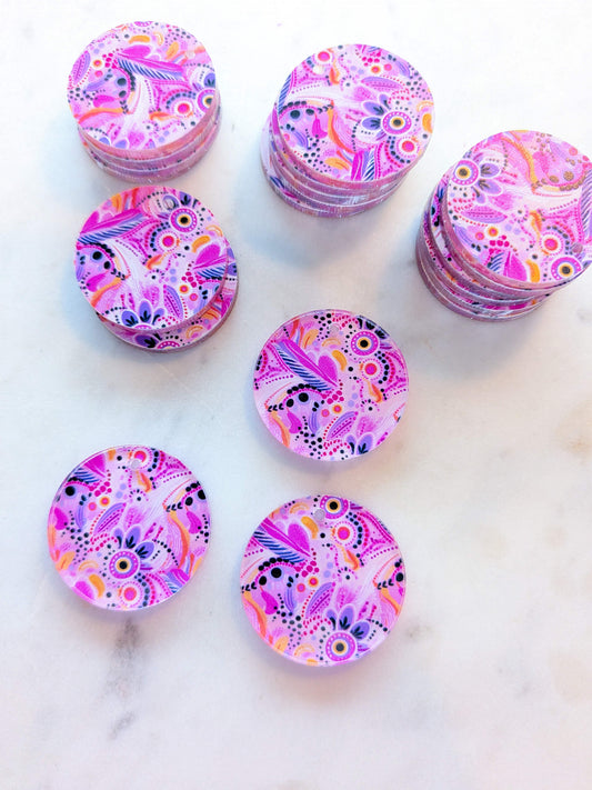 Clear Acrylic - 3cm Circle - Whimsical - 54