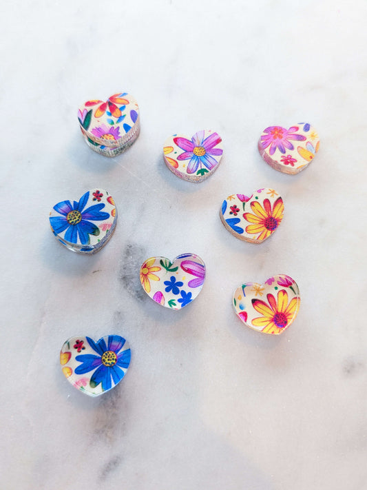 Clear Acrylic - 1.5cm Heart - Stud - Whimsical - 34