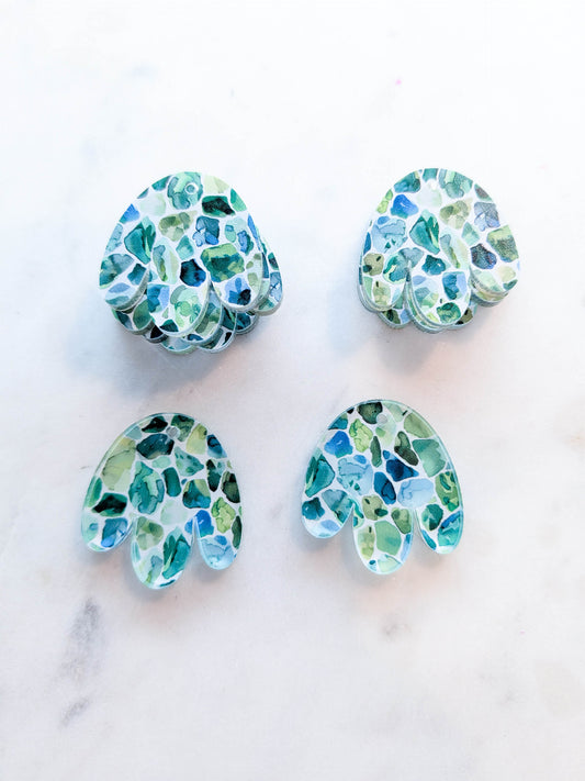 Clear Acrylic - 3cm Boho Flower -Terrazzo - 52